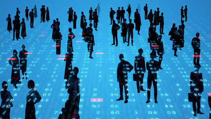 Poster - Multi ethnic people and digital transformation concept.