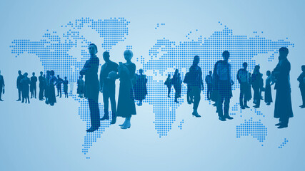 Aufkleber - Global communication network concept. Worldwide business. Human resources.