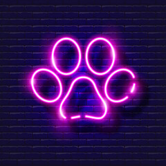 Wall Mural - Animal foot neon icon. Vector illustration for design, website, pet shop, veterinary clinic. Veterinary medicine concept.