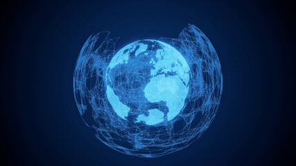 Poster - Global communication network concept. Planet earth in cyberspace.