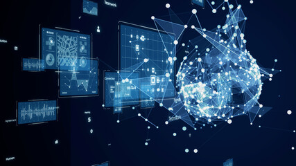 Aufkleber - Communication network concept. Data analysis. Search engine optimization.