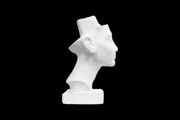 Poster - Fragment of plaster sculpture of a human face isolated on black background