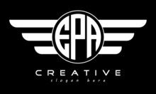 EPA Three Letter Monogram Type Circle Letter Logo With Wings Vector Template.