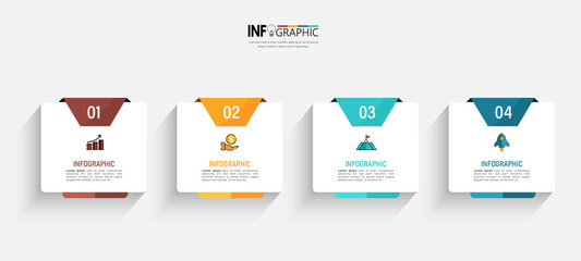 Wall Mural - Four steps business infographics template vector.	