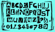 © Rrose Selavy - Punk typography vector alphabet and numbers. Type specimen set for grunge font flyers and posters or ransom note style designs.