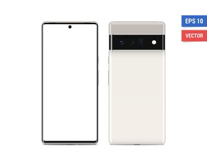 Wall Mural - Realistic vector flat mock-up Google Pixel 6 Pro with blank screen isolated on white background. Scale image any resolution