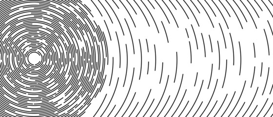 Poster -  Abstract background. Maze design. The texture of circles with spaces, interrupted lines. A fingerprint. Banner for technology, medicine, social networks, landing pages of websites. Vector illustratio