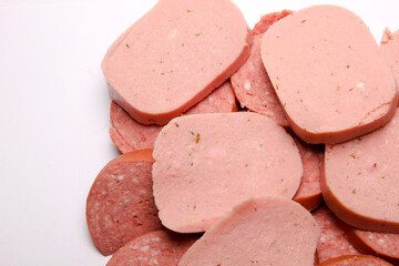 sausage slices isolated on a white background