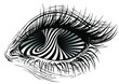 Concept vector illustration of realistic human eye of a girl with turning torus hypnotic eye.