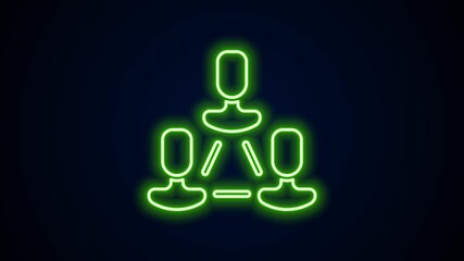 Poster - Glowing neon line Business hierarchy organogram chart infographics icon isolated on black background. Corporate organizational structure graphic elements. 4K Video motion graphic animation