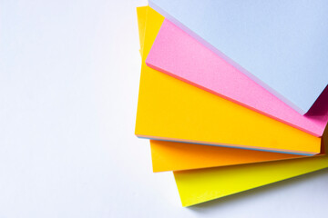 Nine color blank sticky notes on white background