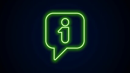 Poster - Glowing neon line Information icon isolated on black background. 4K Video motion graphic animation