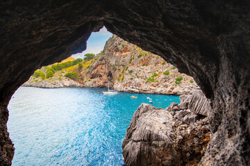 Sticker - Landscape in Mallorca Island, torres del pareis, Spain