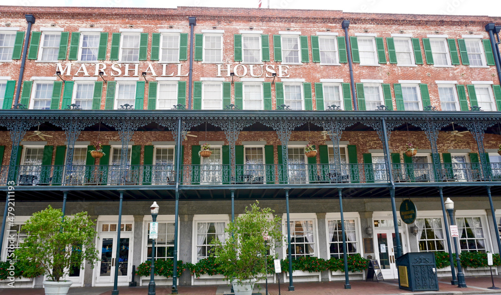 The Marshall House in Savannah, Georgia. Savannah's oldest operating hotel was Union Army ...