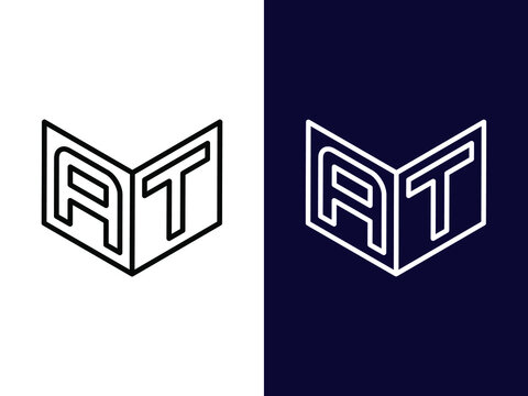 Initial letter AT minimalist and modern 3D logo design