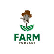farm podcast logo inspiration, microphone, farmland