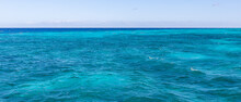General View Of Vibrant Turquoise Blue Ocean Water Off The Coast Of Cozumel, Mexico
