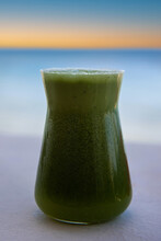 Cocktail Glass Filled With Healthy And Fresh Green Juice