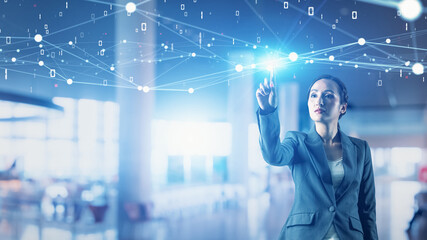 Poster - Communication network concept. Digital transformation.