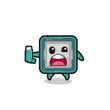 © heriyusuf - processor mascot having asthma while holding the inhaler