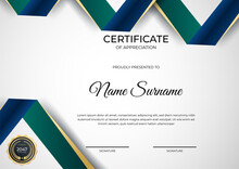 Modern Employee Blue Green Gold Certificate Design Template