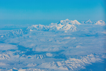  Aerial view of some snowy mountain at Anchorage