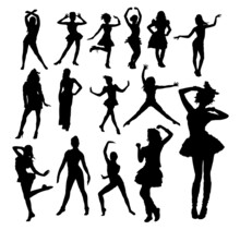 Girls Activity, Dancing And Sport Silhouette