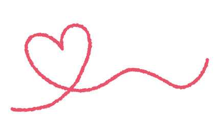 Wall Mural - doodle pink heart drawn with crayons, vector hand drawn line illustration