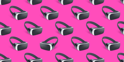 Poster - Vector seamless pattern with VR glasses. 3d illustration