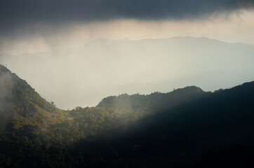 Wall Mural - Travel Viewpoint. Doi luang chiang dao mountain sunset, Chiang mai, thailand.
