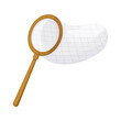 © Alyona - Net with wooden handle butterfly or fish catcher in cartoon style isolated on white background. Equipment for fishing, hobby.