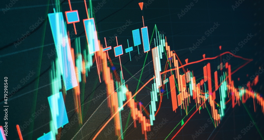 Data on a monitor which including of Market Analyze. Bar graphs ...