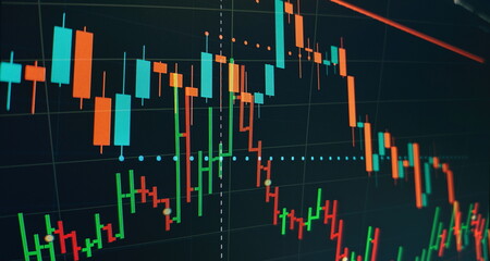 Wall Mural - Stock market investment trading. The Forex graph chart on the digital screen.