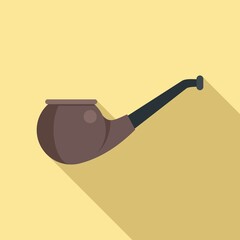 Old smoke pipe icon flat vector. Wood smoker