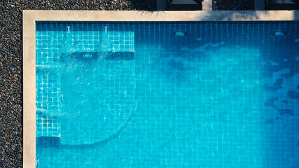 Wall Mural - Swimming pool and bubble bath for relaxing in summer hot day and bird eye view angle