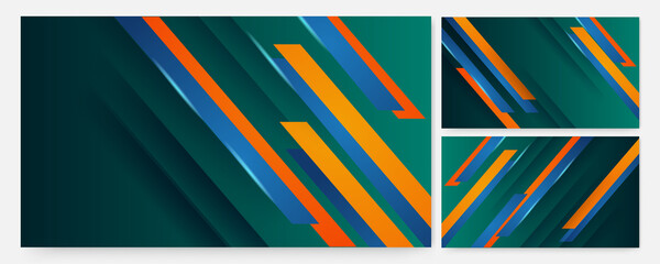 Poster - Stripes green Blue orange Colorful abstract Design Banner