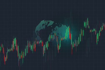Wall Mural - Stock market and exchange. Bullish point, Trend of graph.Graph chart of stock market investment world trading. Stock market data. Vector illustration