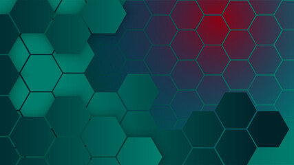 Poster - Hexagon gradient green red Colorful abstract Design Banner