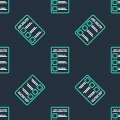 Poster - Line Create account screen on mobile phone icon isolated seamless pattern on black background. Vector