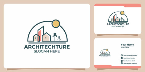 Wall Mural - architect logo and business card set