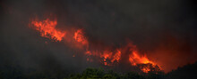 Wildfire In The Forest Near A Resort Town.Marmaris, Turkey. Summer 2021