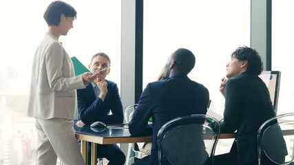 Wall Mural - Group of multi racial people meeting in the office. Global business.