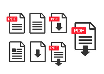 Wall Mural - PDF file download icon. Document text, symbol web format information, vector illustration
