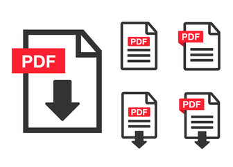 Wall Mural - PDF file download icon. Document text, symbol web format information, vector illustration