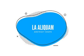 Aufkleber - Abstract liquid shape with geometric design elements in memphis style. Banner design, abstract fluid shape with outline. Blue curvy abstract blob or stain for web design and typography