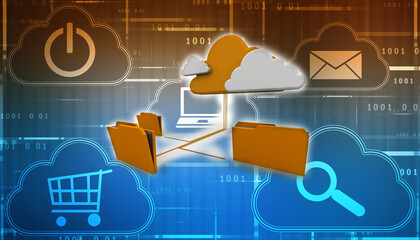 Poster - 3d rendering cloud  folder network