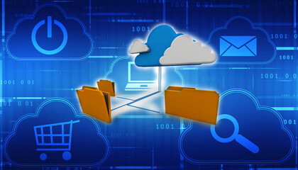 Poster - 3d rendering cloud  folder network