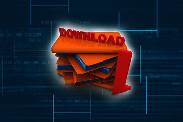 Poster - 3d rendering Folder with Download Icon