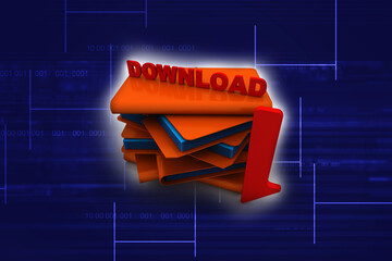 Poster - 3d rendering Folder with Download Icon