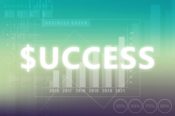 Poster - dollar success text . 2D illustration
